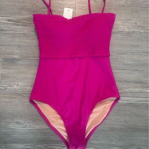J. Crew Fuchsia Shirred One-Piece Girls' Swimsuit